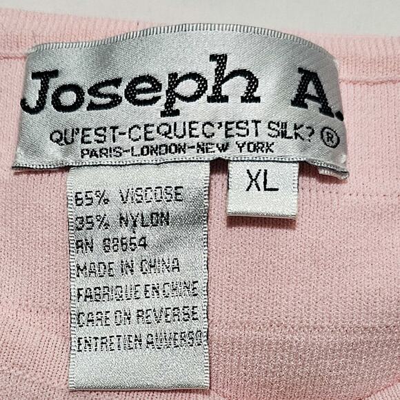 Joseph A pink square neck stretch textured stripe sleeveless top size XL - Picture 6 of 7